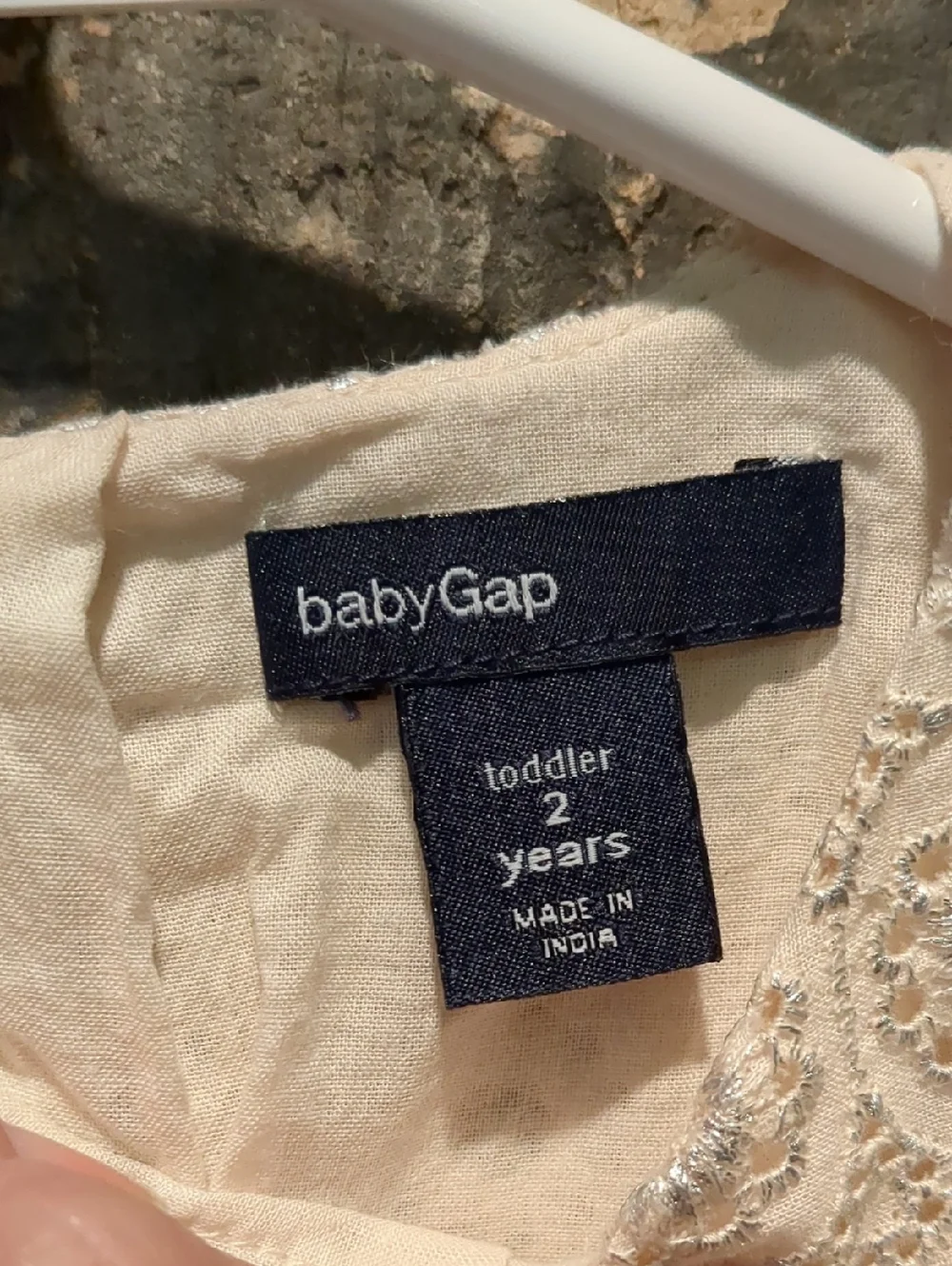 GAP Girls Cream Lace and Gray Shimmery Toddler Dress, Size 2T, NWOT